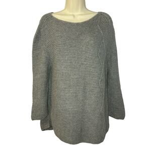 L Paulet 100% Alpaca Knit Pullover Sweater Peru Soft Grey Women's